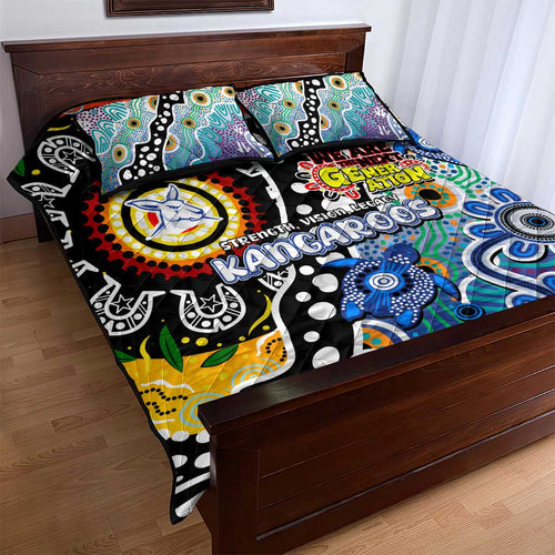 Kangaroos AFL Celebrating 50 Years of Naidoc Quilt Bed Set NAIDOC Week 2025 Aboriginal