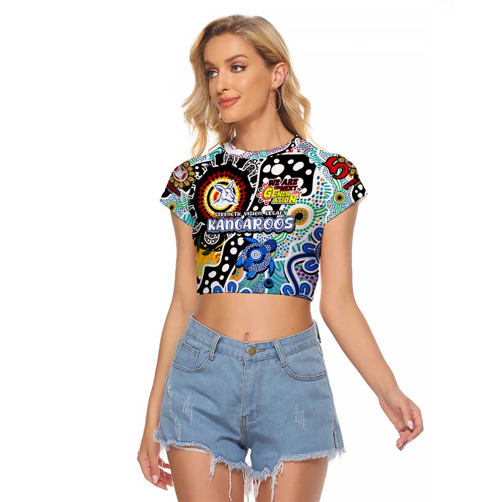 Personalised Kangaroos AFL Celebrating 50 Years of Naidoc Raglan Cropped T Shirt NAIDOC Week 2025 Aboriginal
