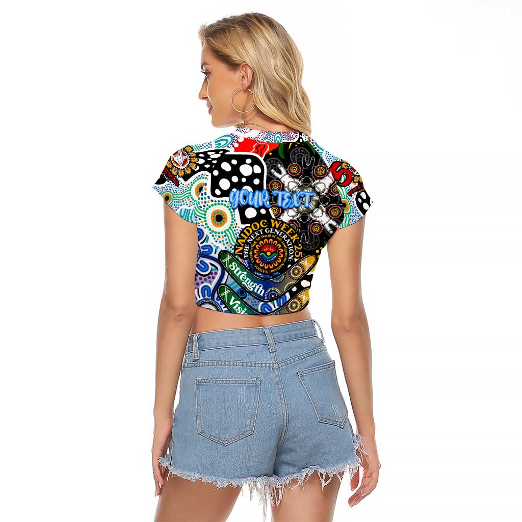 Personalised Kangaroos AFL Celebrating 50 Years of Naidoc Raglan Cropped T Shirt NAIDOC Week 2025 Aboriginal