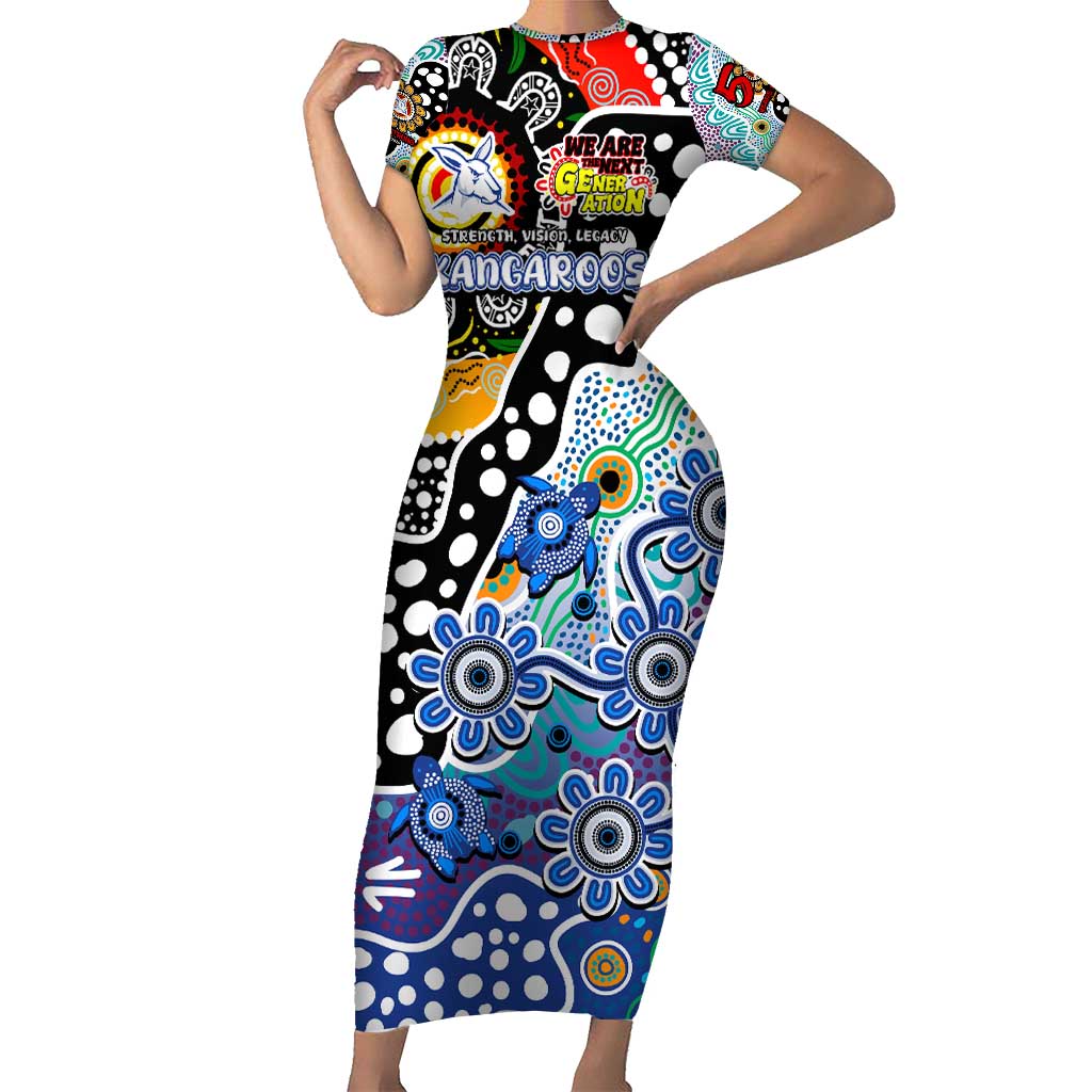 Personalised Kangaroos AFL Celebrating 50 Years of Naidoc Short Sleeve Bodycon Dress NAIDOC Week 2025 Aboriginal