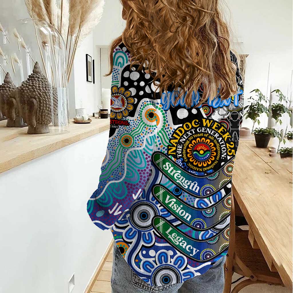 Personalised Kangaroos AFL Celebrating 50 Years of Naidoc Women Casual Shirt NAIDOC Week 2025 Aboriginal