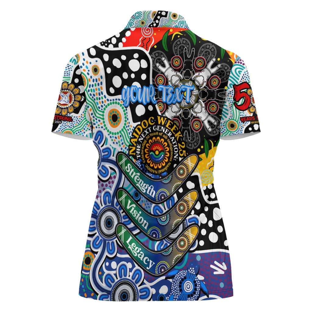 Personalised Kangaroos AFL Celebrating 50 Years of Naidoc Women Polo Shirt NAIDOC Week 2025 Aboriginal