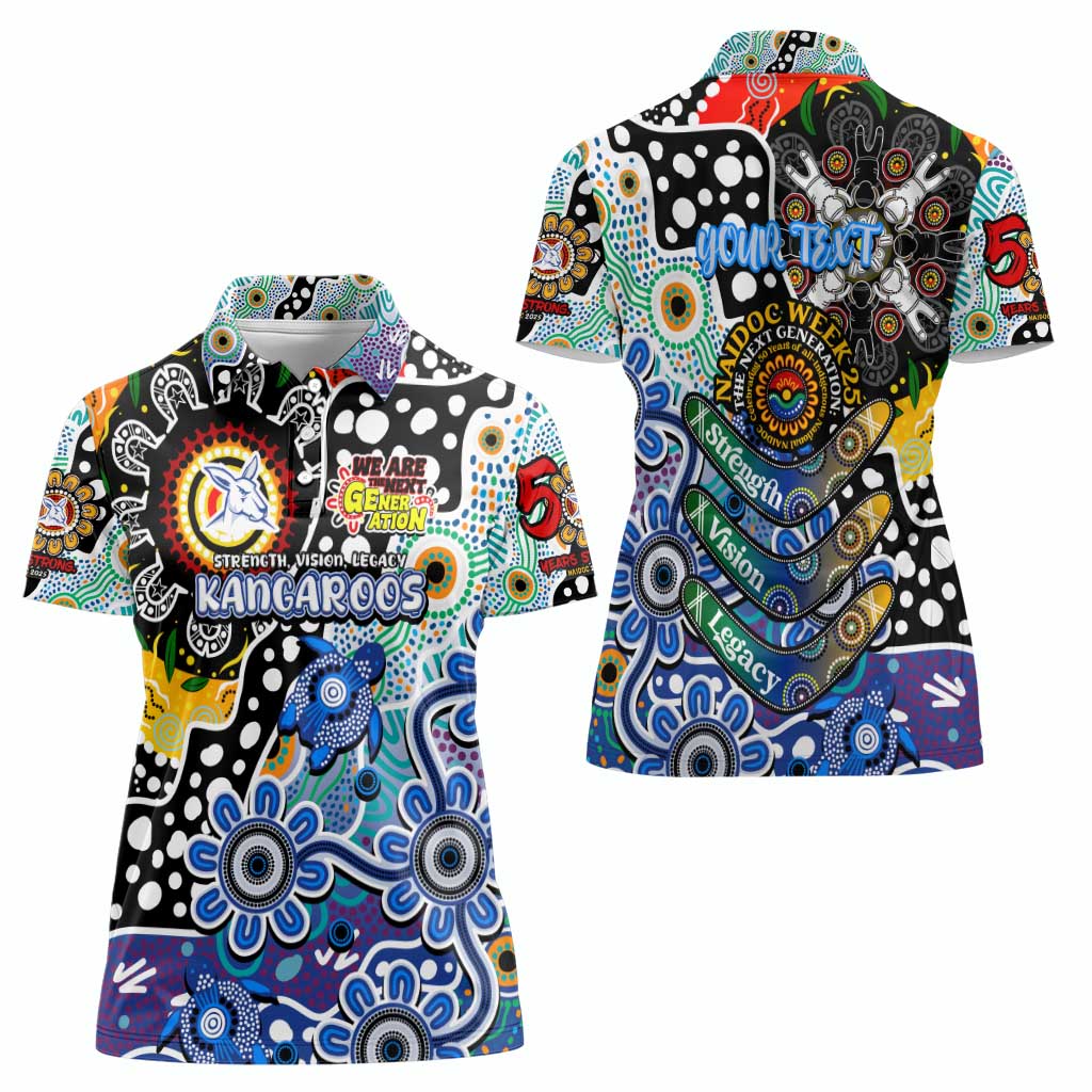 Personalised Kangaroos AFL Celebrating 50 Years of Naidoc Women Polo Shirt NAIDOC Week 2025 Aboriginal