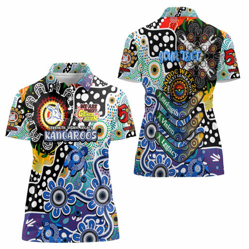 Personalised Kangaroos AFL Celebrating 50 Years of Naidoc Women Polo Shirt NAIDOC Week 2025 Aboriginal