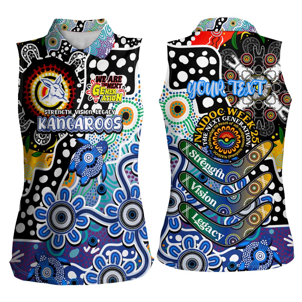 Personalised Kangaroos AFL Celebrating 50 Years of Naidoc Women Sleeveless Polo Shirt NAIDOC Week 2025 Aboriginal
