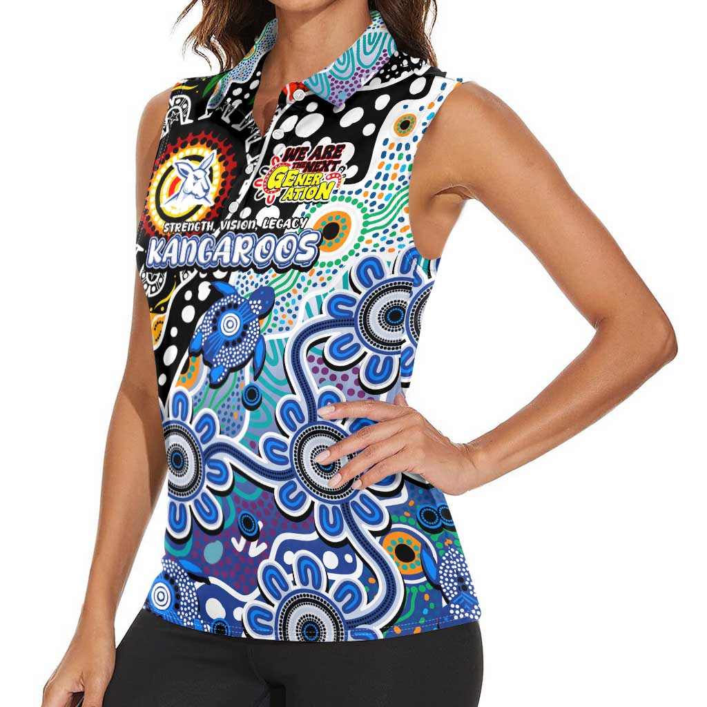 Personalised Kangaroos AFL Celebrating 50 Years of Naidoc Women Sleeveless Polo Shirt NAIDOC Week 2025 Aboriginal