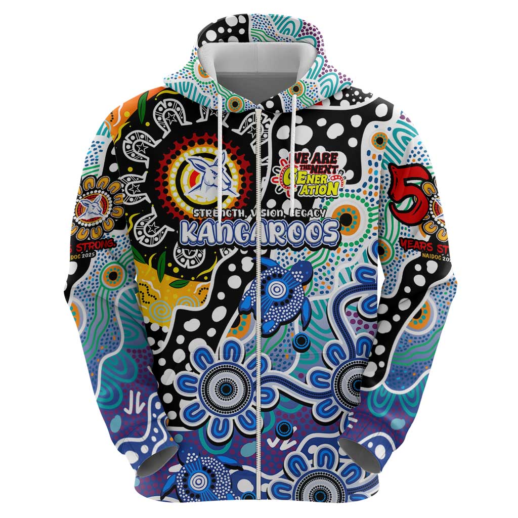 Personalised Kangaroos AFL Celebrating 50 Years of Naidoc Zip Hoodie NAIDOC Week 2025 Aboriginal
