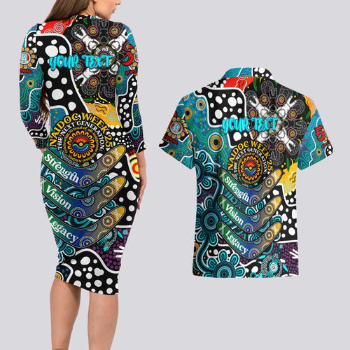 Personalised Power AFL Celebrating 50 Years of Naidoc Couples Matching Long Sleeve Bodycon Dress and Hawaiian Shirt NAIDOC Week 2025 Aboriginal