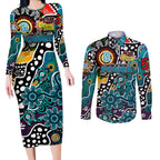Personalised Power AFL Celebrating 50 Years of Naidoc Couples Matching Long Sleeve Bodycon Dress and Long Sleeve Button Shirt NAIDOC Week 2025 Aboriginal