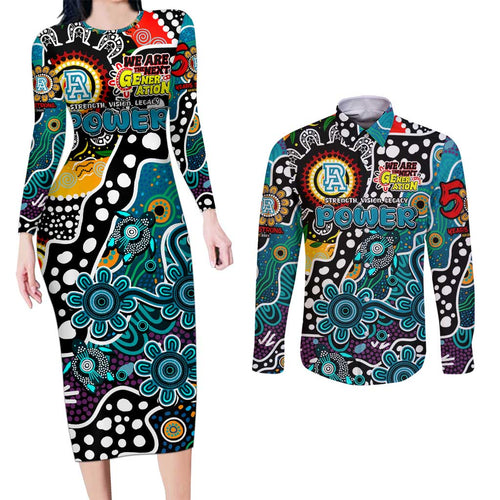 Personalised Power AFL Celebrating 50 Years of Naidoc Couples Matching Long Sleeve Bodycon Dress and Long Sleeve Button Shirt NAIDOC Week 2025 Aboriginal