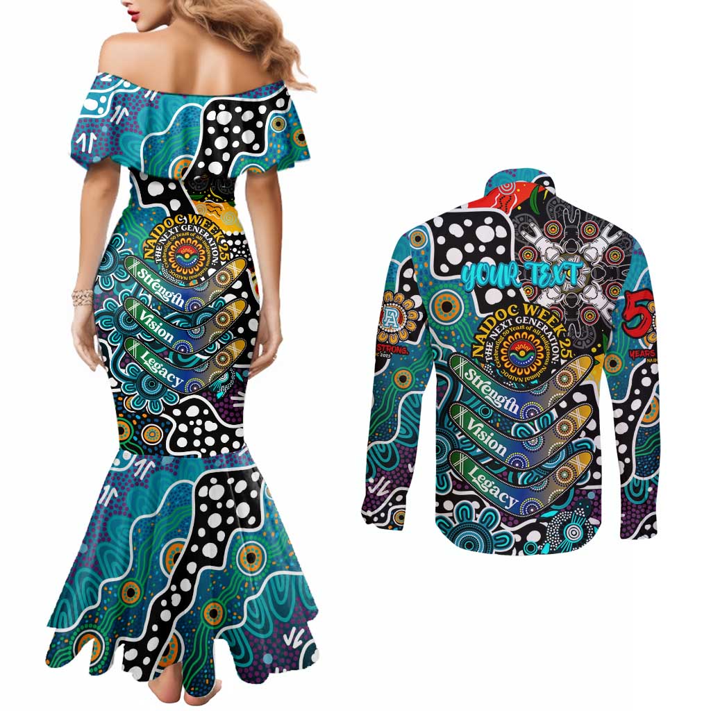 Personalised Power AFL Celebrating 50 Years of Naidoc Couples Matching Mermaid Dress and Long Sleeve Button Shirt NAIDOC Week 2025 Aboriginal