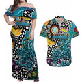 Personalised Power AFL Celebrating 50 Years of Naidoc Couples Matching Off Shoulder Maxi Dress and Hawaiian Shirt NAIDOC Week 2025 Aboriginal