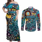Personalised Power AFL Celebrating 50 Years of Naidoc Couples Matching Off Shoulder Maxi Dress and Long Sleeve Button Shirt NAIDOC Week 2025 Aboriginal