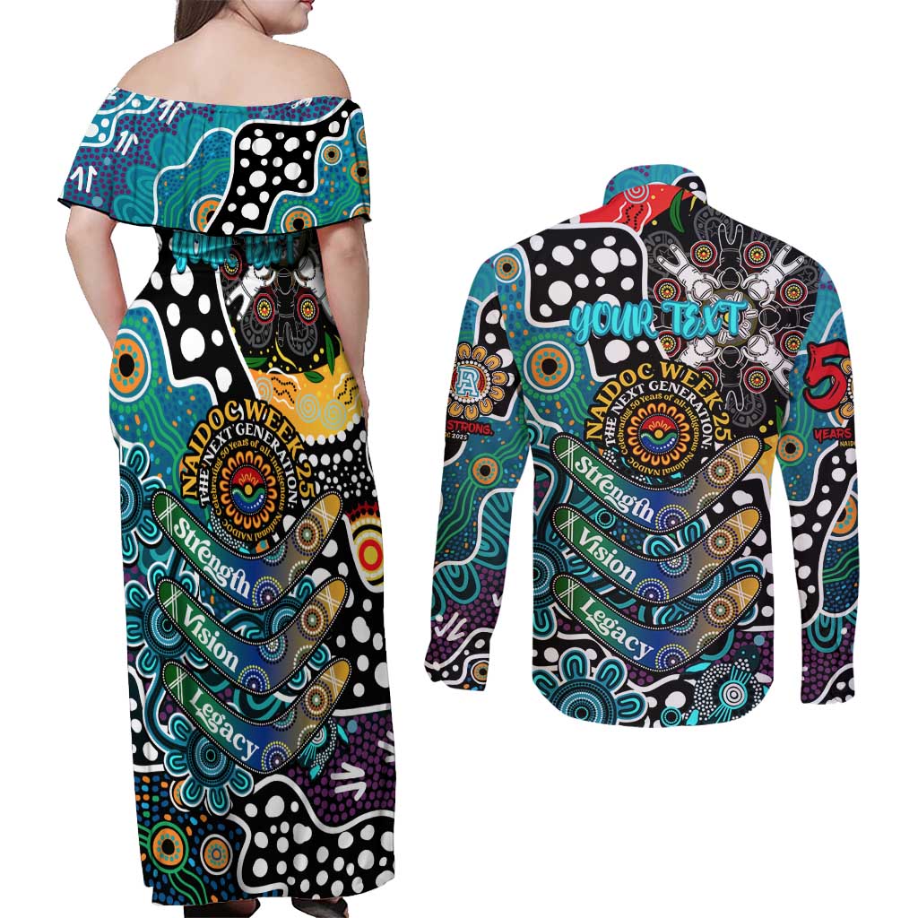 Personalised Power AFL Celebrating 50 Years of Naidoc Couples Matching Off Shoulder Maxi Dress and Long Sleeve Button Shirt NAIDOC Week 2025 Aboriginal