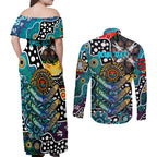 Personalised Power AFL Celebrating 50 Years of Naidoc Couples Matching Off Shoulder Maxi Dress and Long Sleeve Button Shirt NAIDOC Week 2025 Aboriginal