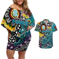 Personalised Power AFL Celebrating 50 Years of Naidoc Couples Matching Off Shoulder Short Dress and Hawaiian Shirt NAIDOC Week 2025 Aboriginal