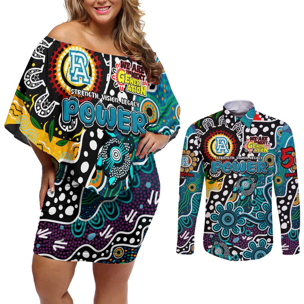 Personalised Power AFL Celebrating 50 Years of Naidoc Couples Matching Off Shoulder Short Dress and Long Sleeve Button Shirt NAIDOC Week 2025 Aboriginal