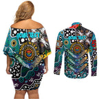 Personalised Power AFL Celebrating 50 Years of Naidoc Couples Matching Off Shoulder Short Dress and Long Sleeve Button Shirt NAIDOC Week 2025 Aboriginal