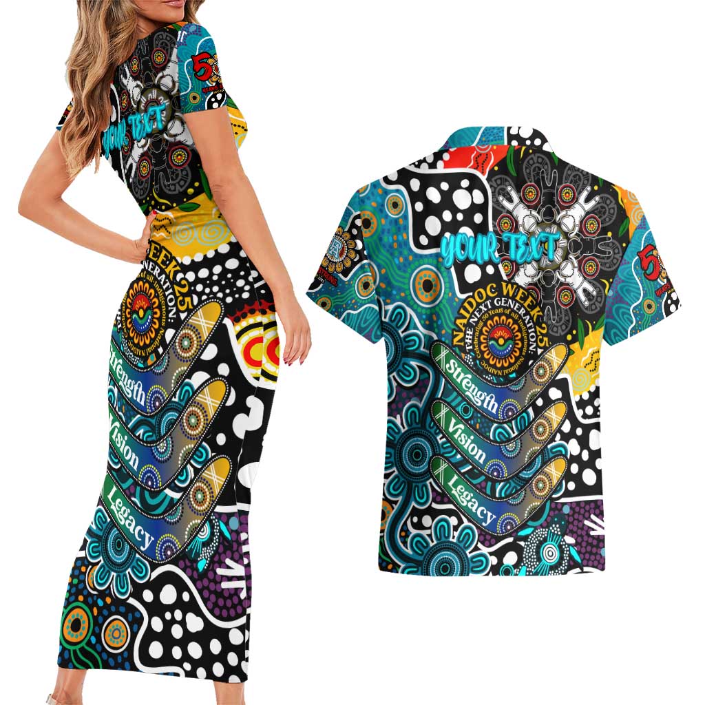 Personalised Power AFL Celebrating 50 Years of Naidoc Couples Matching Short Sleeve Bodycon Dress and Hawaiian Shirt NAIDOC Week 2025 Aboriginal
