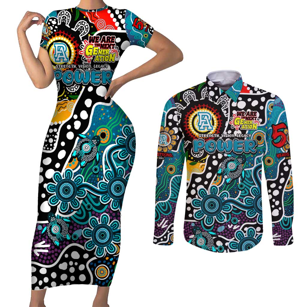 Personalised Power AFL Celebrating 50 Years of Naidoc Couples Matching Short Sleeve Bodycon Dress and Long Sleeve Button Shirt NAIDOC Week 2025 Aboriginal