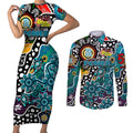 Personalised Power AFL Celebrating 50 Years of Naidoc Couples Matching Short Sleeve Bodycon Dress and Long Sleeve Button Shirt NAIDOC Week 2025 Aboriginal