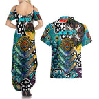 Personalised Power AFL Celebrating 50 Years of Naidoc Couples Matching Summer Maxi Dress and Hawaiian Shirt NAIDOC Week 2025 Aboriginal