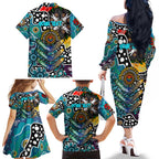 Personalised Power AFL Celebrating 50 Years of Naidoc Family Matching Off The Shoulder Long Sleeve Dress and Hawaiian Shirt NAIDOC Week 2025 Aboriginal