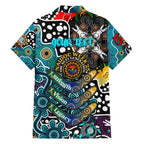 Personalised Power AFL Celebrating 50 Years of Naidoc Family Matching Off The Shoulder Long Sleeve Dress and Hawaiian Shirt NAIDOC Week 2025 Aboriginal