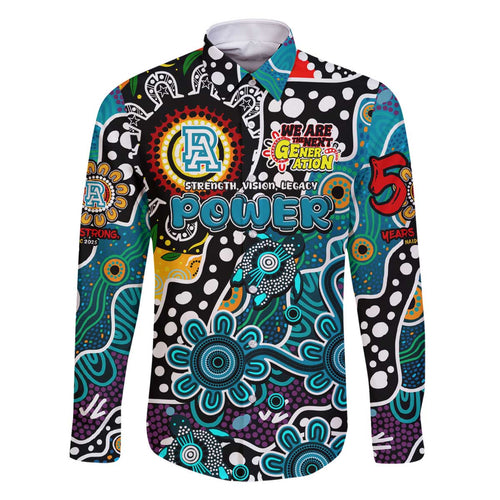 Personalised Power AFL Celebrating 50 Years of Naidoc Family Matching Off The Shoulder Long Sleeve Dress and Hawaiian Shirt NAIDOC Week 2025 Aboriginal