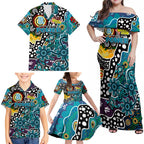 Personalised Power AFL Celebrating 50 Years of Naidoc Family Matching Off Shoulder Maxi Dress and Hawaiian Shirt NAIDOC Week 2025 Aboriginal