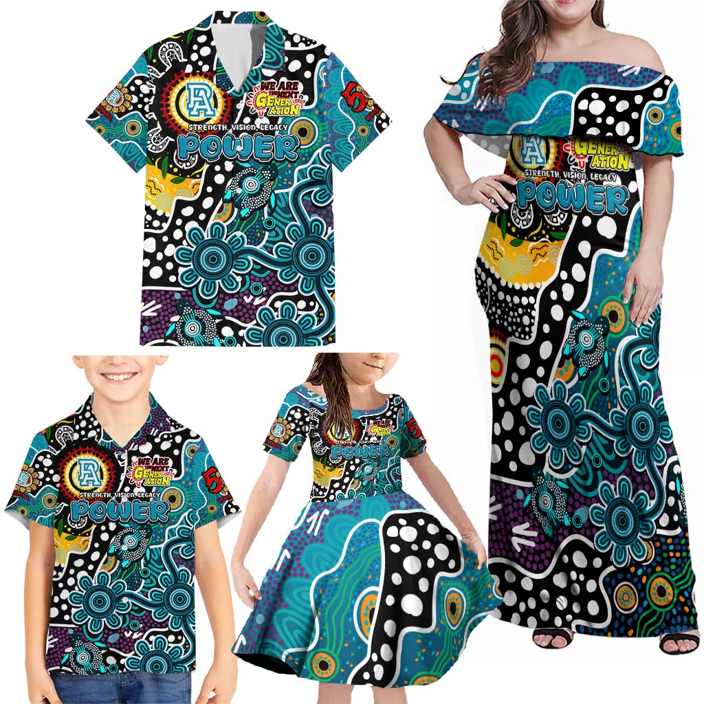 Personalised Power AFL Celebrating 50 Years of Naidoc Family Matching Off Shoulder Maxi Dress and Hawaiian Shirt NAIDOC Week 2025 Aboriginal