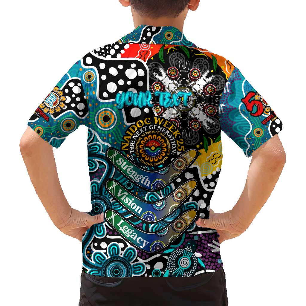 Personalised Power AFL Celebrating 50 Years of Naidoc Family Matching Off Shoulder Maxi Dress and Hawaiian Shirt NAIDOC Week 2025 Aboriginal