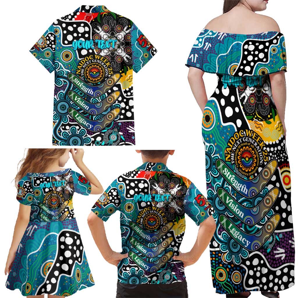 Personalised Power AFL Celebrating 50 Years of Naidoc Family Matching Off Shoulder Maxi Dress and Hawaiian Shirt NAIDOC Week 2025 Aboriginal