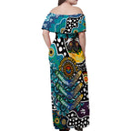 Personalised Power AFL Celebrating 50 Years of Naidoc Family Matching Off Shoulder Maxi Dress and Hawaiian Shirt NAIDOC Week 2025 Aboriginal