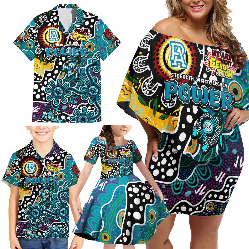 Personalised Power AFL Celebrating 50 Years of Naidoc Family Matching Off Shoulder Short Dress and Hawaiian Shirt NAIDOC Week 2025 Aboriginal