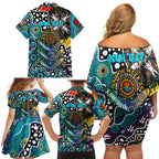 Personalised Power AFL Celebrating 50 Years of Naidoc Family Matching Off Shoulder Short Dress and Hawaiian Shirt NAIDOC Week 2025 Aboriginal