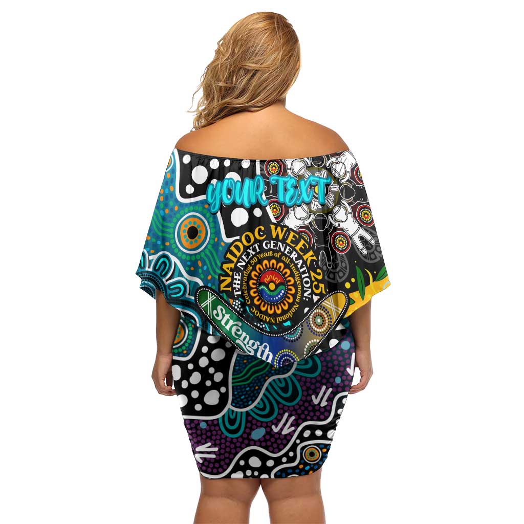Personalised Power AFL Celebrating 50 Years of Naidoc Family Matching Off Shoulder Short Dress and Hawaiian Shirt NAIDOC Week 2025 Aboriginal