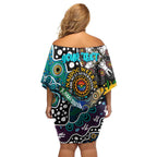 Personalised Power AFL Celebrating 50 Years of Naidoc Family Matching Off Shoulder Short Dress and Hawaiian Shirt NAIDOC Week 2025 Aboriginal