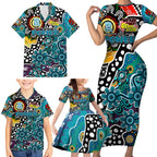 Personalised Power AFL Celebrating 50 Years of Naidoc Family Matching Short Sleeve Bodycon Dress and Hawaiian Shirt NAIDOC Week 2025 Aboriginal
