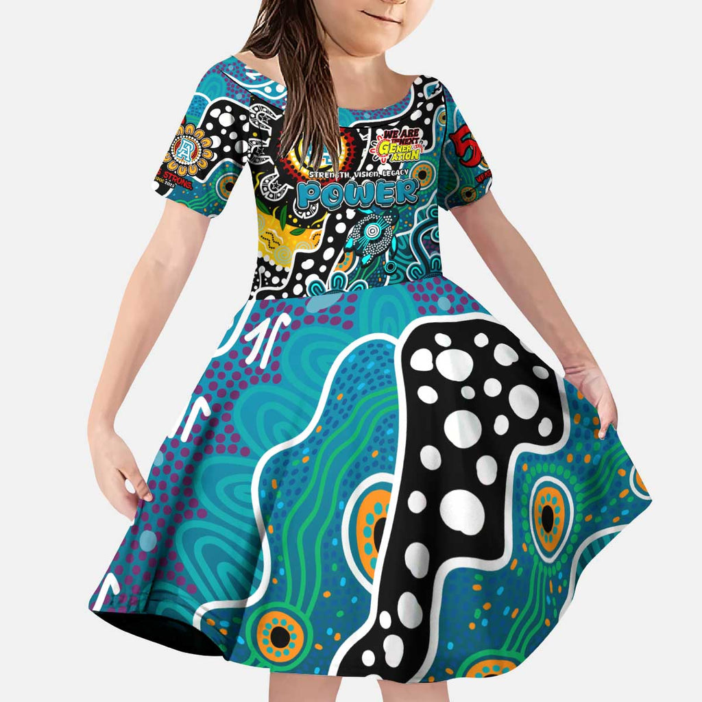 Personalised Power AFL Celebrating 50 Years of Naidoc Kid Short Sleeve Dress NAIDOC Week 2025 Aboriginal
