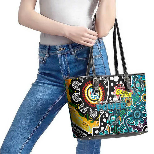 Power AFL Celebrating 50 Years of Naidoc Leather Tote Bag NAIDOC Week 2025 Aboriginal