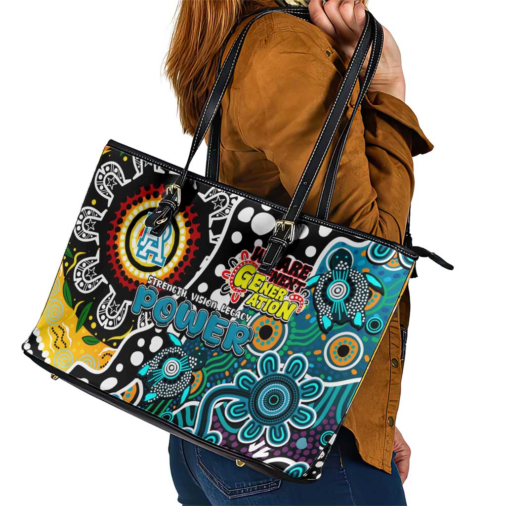 Power AFL Celebrating 50 Years of Naidoc Leather Tote Bag NAIDOC Week 2025 Aboriginal