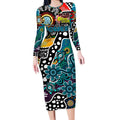 Personalised Power AFL Celebrating 50 Years of Naidoc Long Sleeve Bodycon Dress NAIDOC Week 2025 Aboriginal