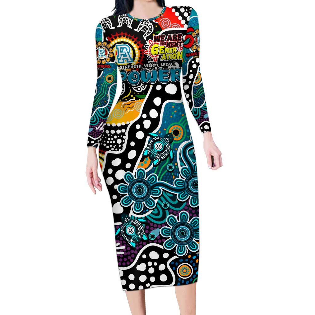 Personalised Power AFL Celebrating 50 Years of Naidoc Long Sleeve Bodycon Dress NAIDOC Week 2025 Aboriginal