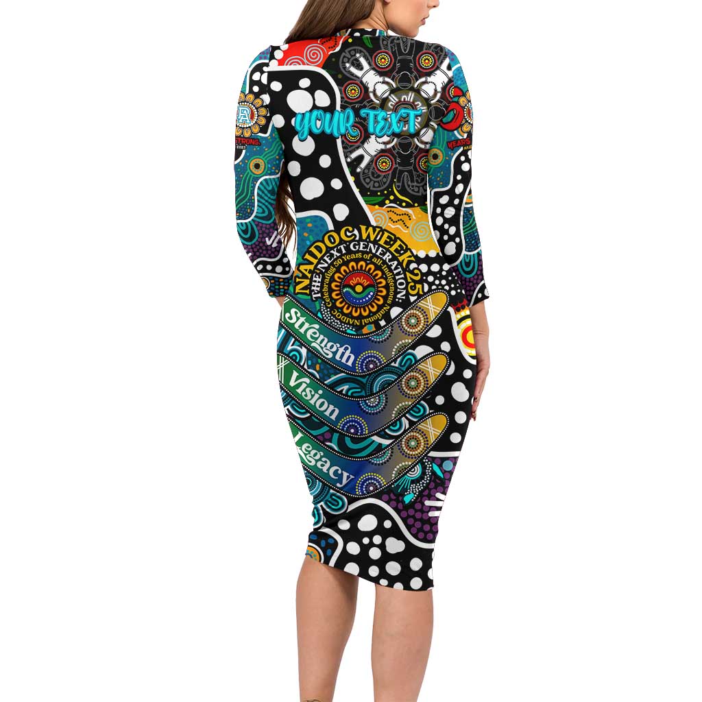 Personalised Power AFL Celebrating 50 Years of Naidoc Long Sleeve Bodycon Dress NAIDOC Week 2025 Aboriginal