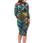 Personalised Power AFL Celebrating 50 Years of Naidoc Long Sleeve Bodycon Dress NAIDOC Week 2025 Aboriginal