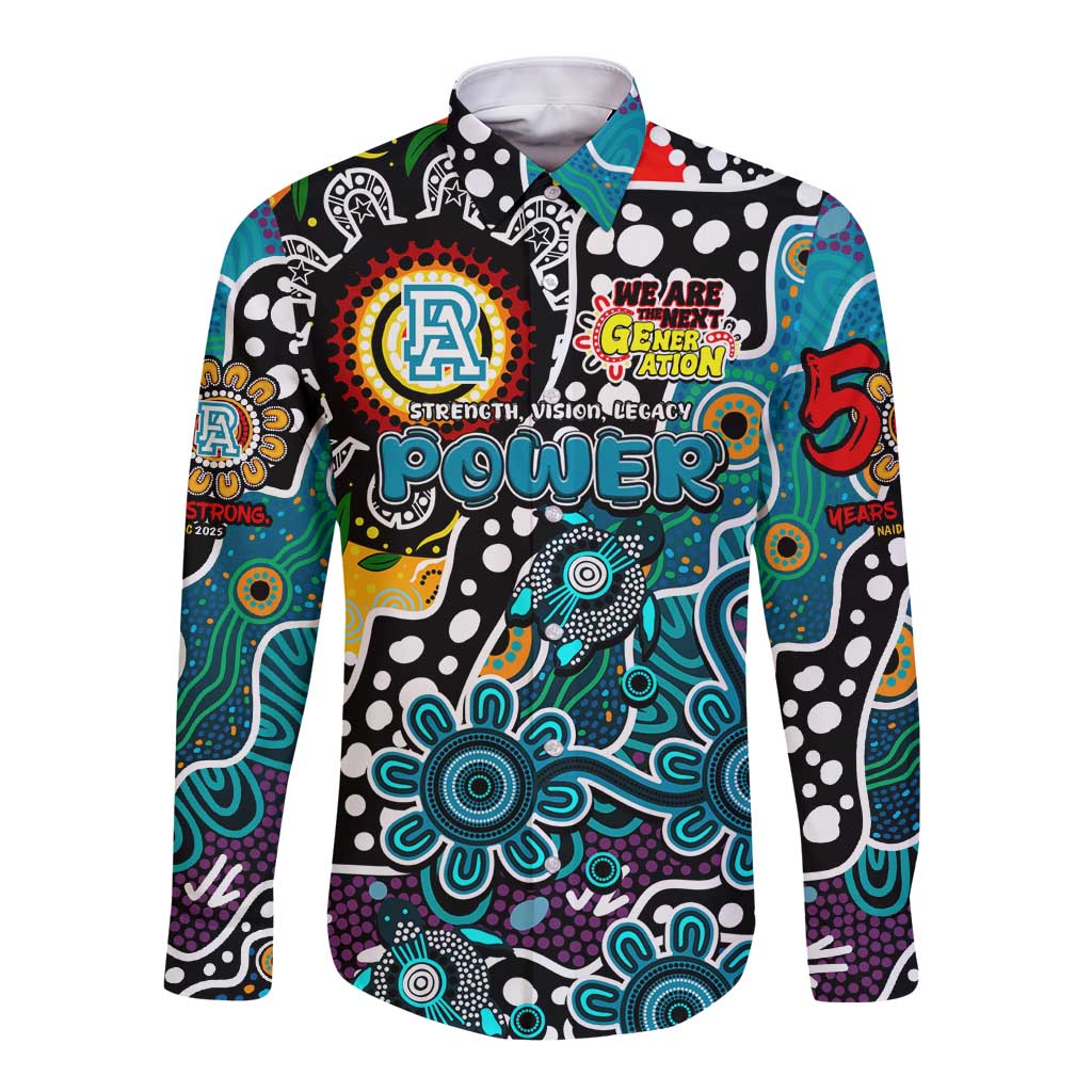 Personalised Power AFL Celebrating 50 Years of Naidoc Long Sleeve Button Shirt NAIDOC Week 2025 Aboriginal