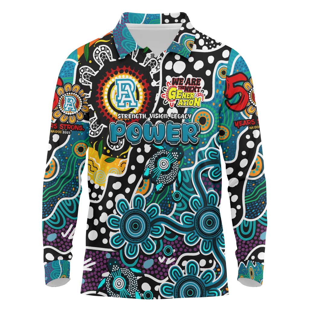 Personalised Power AFL Celebrating 50 Years of Naidoc Long Sleeve Polo Shirt NAIDOC Week 2025 Aboriginal