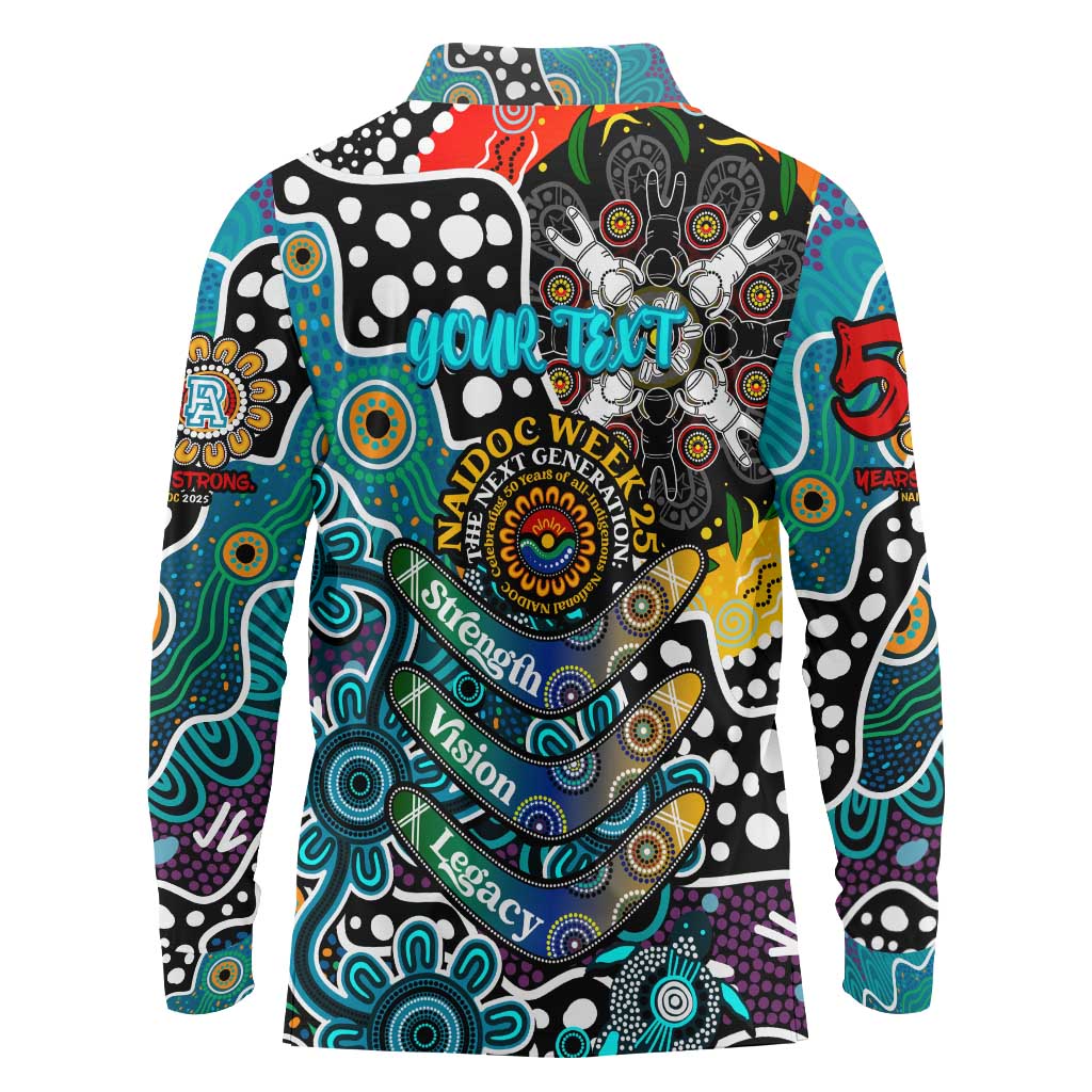 Personalised Power AFL Celebrating 50 Years of Naidoc Long Sleeve Polo Shirt NAIDOC Week 2025 Aboriginal