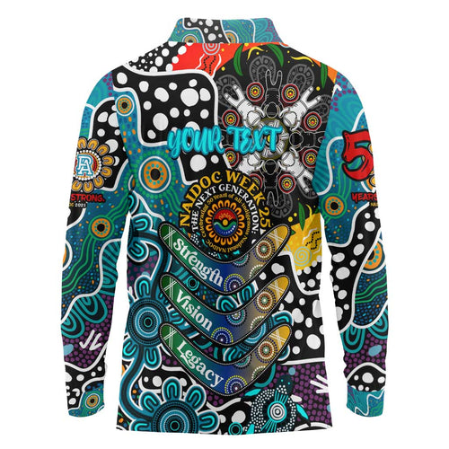 Personalised Power AFL Celebrating 50 Years of Naidoc Long Sleeve Polo Shirt NAIDOC Week 2025 Aboriginal